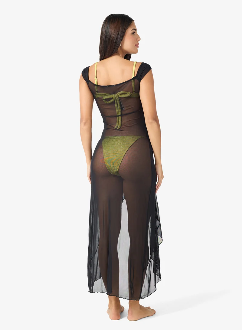 Ginger Off Shoulder Midi Dress With Slit